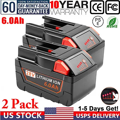 2X 6Ah For MILWAUKEE For M28 V28 Lithium Battery 28V 48-11-2830 48-59-2819 LED • $100.99