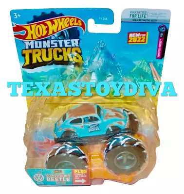 ✅ VOLKSWAGEN BEETLE & CRASH CAR ✅ Hot Wheels Monster Trucks 2022 VW READ!!! • $12.50