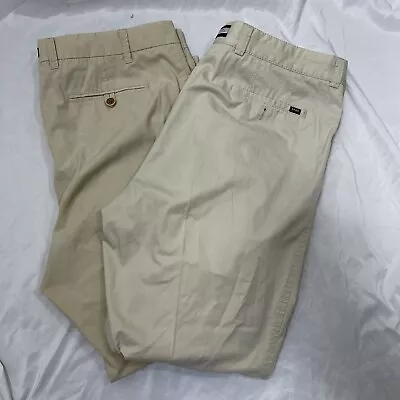 Lot Of 2 Brax Feel Good Pants Men's Size 38x34 Ivory Color Pleated & Flat Front • $39.99