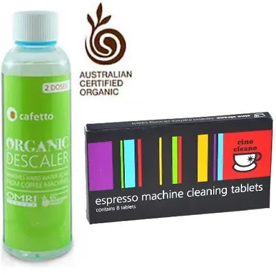 CLEANING TABLET +LIQUID ORGANIC DESCALER Espresso Coffee Machine Cleaner CAFETTO • $19.99