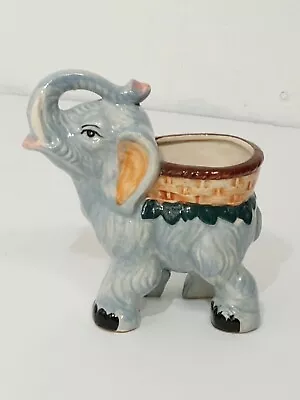 Vintage Occupied Japan Hand Painted Glazed Ceramic Elephant Planter  • $14.99