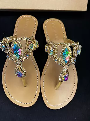 HOT AUCTION! MUST SELL! !Mystique Sandals Multi-Colored Gold SZ 8 Elegant • $169