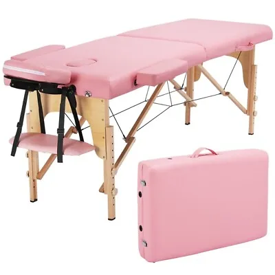 £87.49 • Buy Folding Massage Table Spa Beauty Bed Portable Salon Therapy Couch Pink 2 Section
