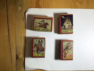 Cowboys & Indians Wood Rubber Stamps Lot Of 4 Vintage • $22