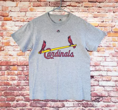 🔥 St. Louis Cardinals #4 Yadier Molina Majestic Gray Shirt Men's Medium M • $17.99