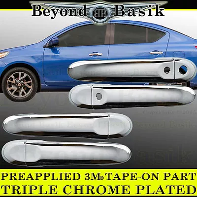 For 2012-2019 NISSAN VERSA Chrome Door Handle COVERS W/Smart Keyholes No PSGR KH • $13.78