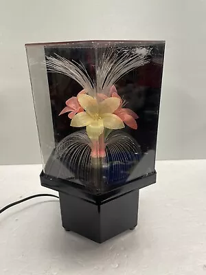 Vintage Fiber Optic Hexagon Rotating Floral Light Lamp Multi Color Flowers • $36