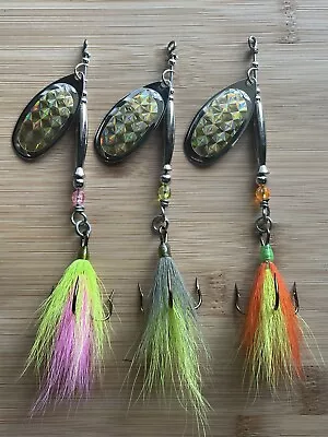 THREE PACK #5 Inline Pike Fishing Spinner  Muskie  Pike Bucktail Spinner 3/0 • $10