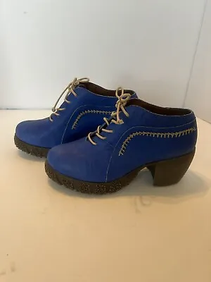 Sergio Tomani Leather Heeled  Blue Ankle Boots Size US 6.5 EUR 37 New Boho • $55