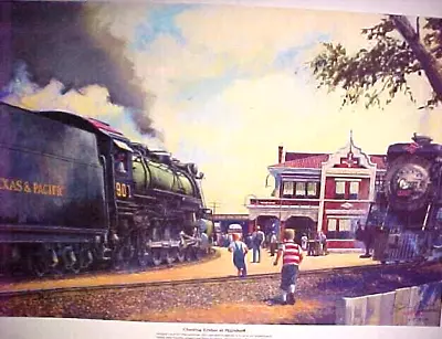 Railroad ArtWinfieldT&P  Chasing Trains @ Marshall  Signed & Numbered (7803) • $42