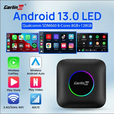 Carlinkit Android 13 Wireless Apple Carplay Android Auto Multimedia Play Ai Box • $149.59