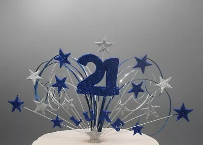 Birthday Cake Topper Decoration 18th 21st 30th 40th 50th 60th Stars On Wires 004 • £14.99