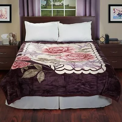 Queen Size Luxury Rose Flower Mink Blanket Super Soft 74 X 91 Inches 7.5 Lbs • $50.99