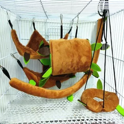 5Pcs Pet Hamster Bird Hanging Swing Hammock Animal Rat Mouse Cage Rope Bed Toys • £8.96