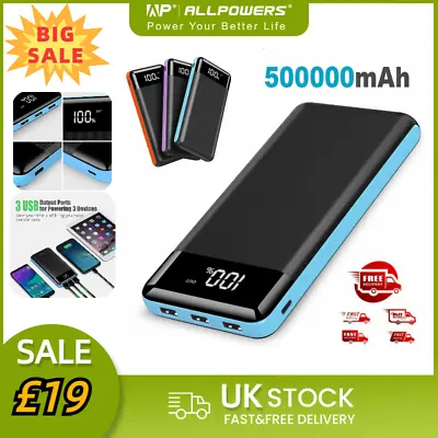 Power Bank 500000mAh 3USB External Backup Battery Charger For Mobile Phone UK • £19