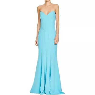 Mignon ~ Turquoise Crepe Sweetheart Cut Out Lace-Up Trumpet Gown 2 NEW $288 • $50.99