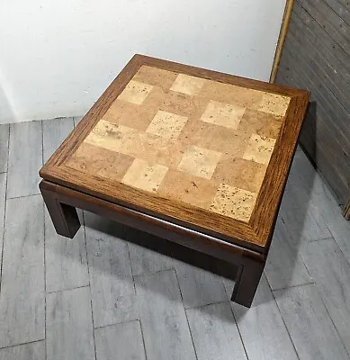 Vintage Asian Ming Style Solid Wood Coffee Table Inlaid Burl Mosaic Parquet Top • $720