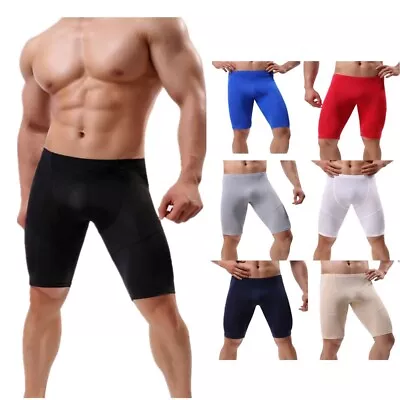 Mens Compression Shorts Knee Length Sport Bottoms Stretchy Tights Short Pants • $10.37