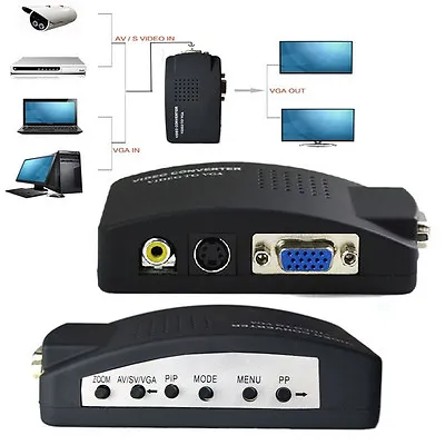 AV RCA Composite S-video Input To VGA Output Monitor Converter Adapter CCTV DVD • $14.43