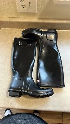 Hunter Tall Black Rubber Rain Boots Women Size 9 • $38