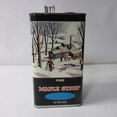 VTG Old Pure Maple Syrup Tin Metal Graphic Can One Gallon Vermont Estate #3 • $35