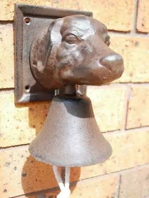 Vintage Style Cast Iron Dog Wall Mount Door Bell Rustic Brown • $49.99