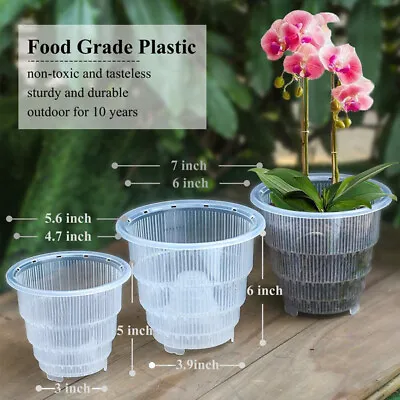 Clear Plastic Orchid Pots W/ Holes Hollow Breathable For Gardening Garden Home • $13.79
