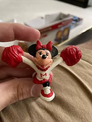Vtg Minnie Mouse Cheerleader Cheer Pom PVC Figure Disney Applause Cake Topper • $10