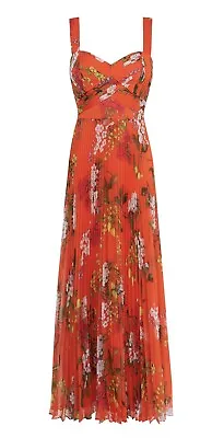 KAREN MILLEN Floral Pleated Dress. Available:US6/UK10;US2/UK 6Orange/ Multi NWT. • $275.99