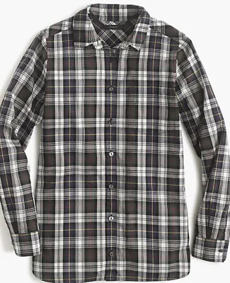 J. Crew Women’s Petite Button-down Long Sleeve Boy Shirt In Forest Plaid SZ 10P • $29.99
