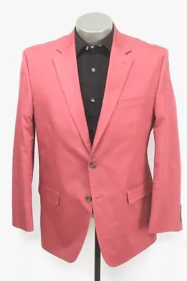 Mens Salmon CHAPS Cotton Blazer Jacket Sport Suit Coat Two Button 42 R • $41.99