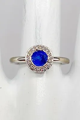 $1385 • Buy NEW $6000 Ritani CERTIFIED Cornflower Blue Sapphire Diamond 18k White Gold Ring