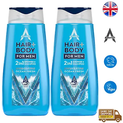 Astonish 2 In 1 Shampoo Shower Gel Hair Body Wash For Men Ocean Fresh 400ml X2 • £6.61