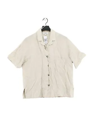 COS Women's Shirt S Grey Linen With Cotton Short Sleeve Collared Basic • £20