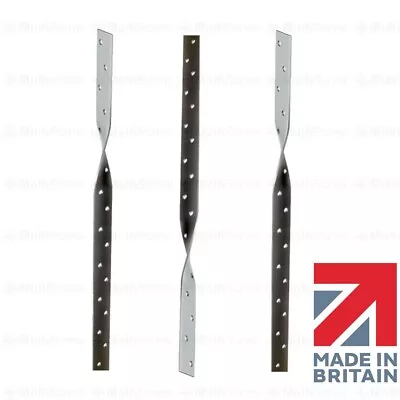 1000mm Galvanised Twisted Restraint Strap Heavy Duty Steel Joist Rafter Roof Tie • £25.49