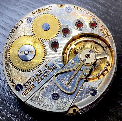 Reliable Timekeeper Swiss Fake Railroad 21j 16s Pocket Watch Movement Ticks 6272 • $32.49