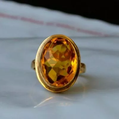 $29.50 • Buy Checker Cut Madeira Citrine Quartz Sterling Silver Yellow Gold Artisan Gift Ring