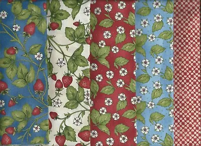  From The Farm  Blue And Red Maywood Studio Set Of 5 Fat Quarters • $14.59