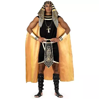 Deluxe Men`s Pharaoh Costume Adult Egyptian King Halloween Fancy Dress M - XXL • £34.99