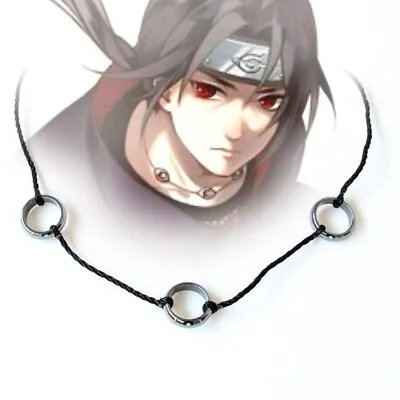 Naruto Akatsuki Uchiha Itachi Cosplay Necklace 3 Beads 3 Rings Pendant • $8.99