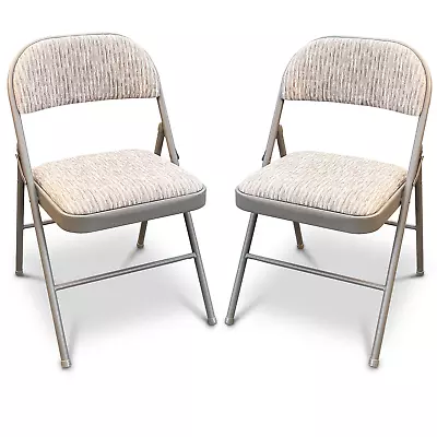 SET Of 2 DELUXE STRONG STEEL FRAME FABRIC PADDED FOLDING OFFICE BACK REST CHAIR • £44.85