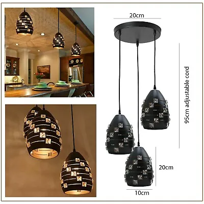 £38.89 • Buy  3 Way Modern Style Pendant Ceiling Light Industrial Retro Lampshade Fitting 