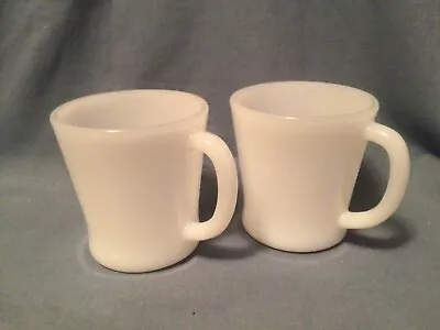 2 Vintage White Milk Glass Glasbake Coffee Cups Mugs 3 1/2  D Handle • $12.95