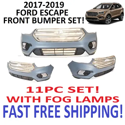 2017 2018 2019 FORD Escape Front Bumper Cover With Grills And Fog Lamps NEW! • $460.46