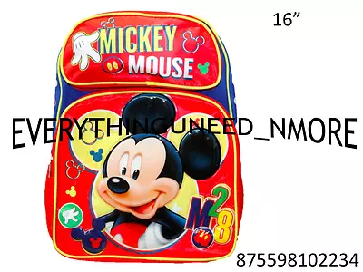 MICKEY MOUSE Large School Backpack 16” 2234 • $27.99