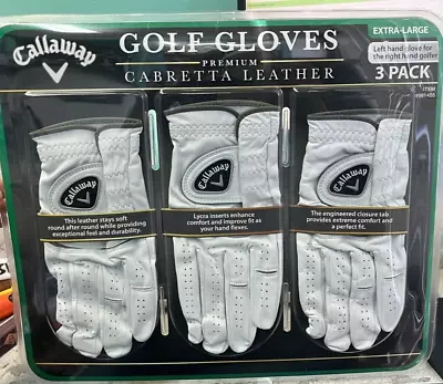 Callaway Golf Gloves Premium 3-Pack Cabretta Leather Extra / Large  New Sealed • $29.99