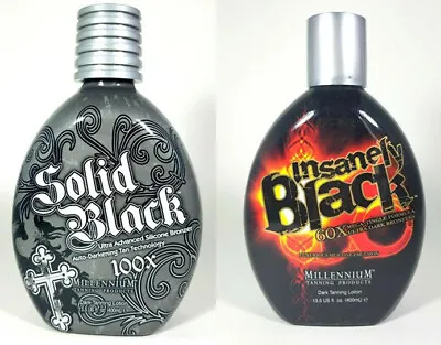 Millennium Tanning Indoor Tanning Bed Lotion SOLID BLACK + INSANELY BLACK • $57.95