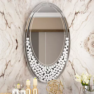 Wisfor Wall Art Shinym Mirror WaterDrop Shape Silver Vanity Mirror Bedroom Decor • $189.90