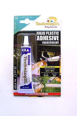 STRONG CLEAR ADHESIVE GLUE - Hard Plastic ABS TR EVA Perspex Acrylic Glass R-327 • £3.46