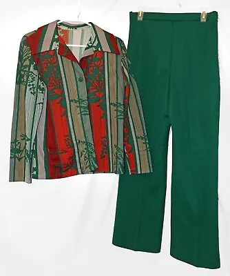 Vtg 60s 70s Mens Womens Polyester Shirt Pants Suit Set - Ugly Christmas Sweater • $18.90